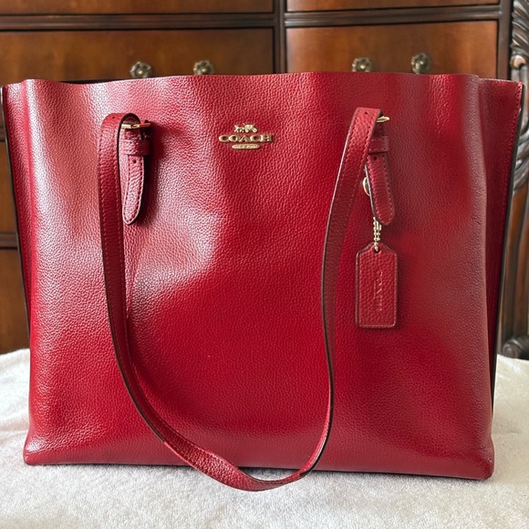 Coach Mollie Apple red double Face Leather Tote Bag - Picture 12 of 15